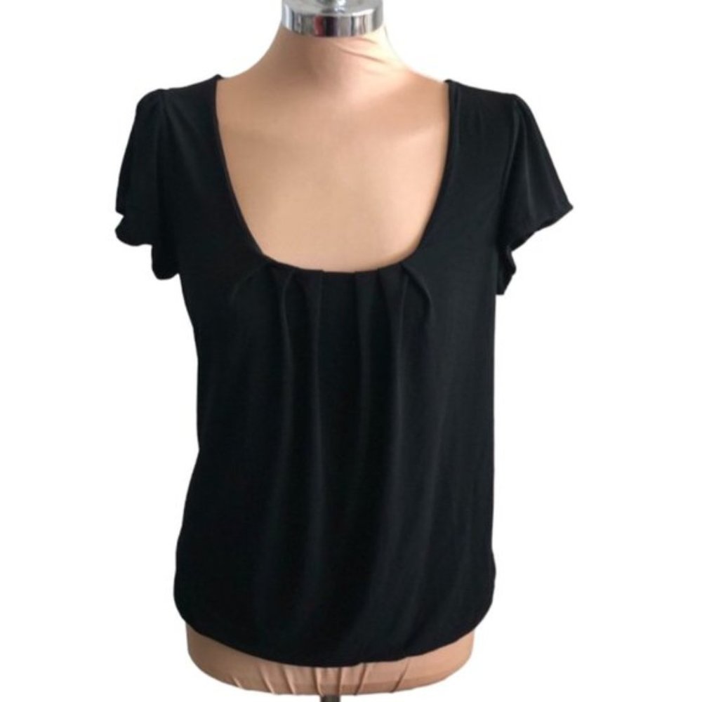 Six Degrees of Separation Black Top Blouse Pleated front Sz.M